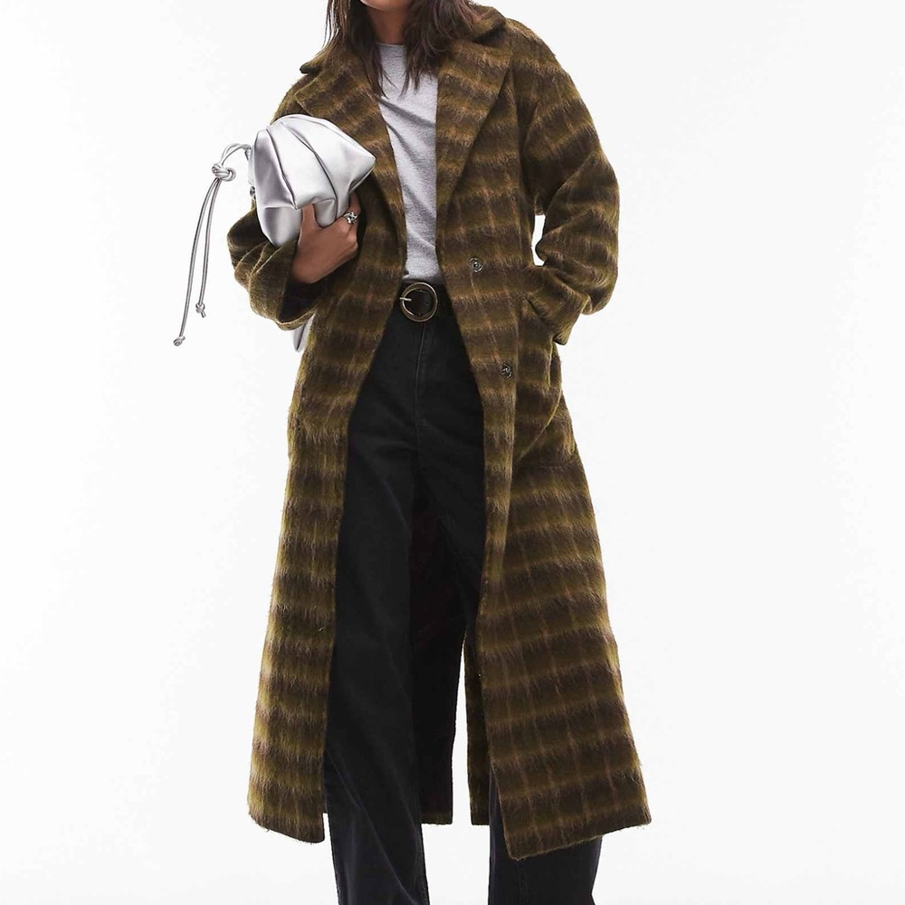 Topshop brushed check formal coat in multi NWT sz large
